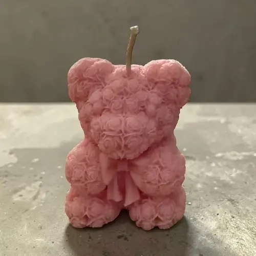Bougie d&eacute;corative ourson rose Calabougies