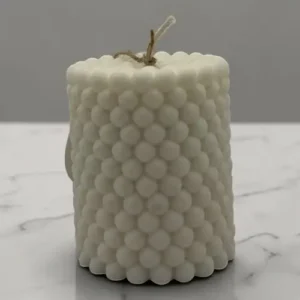 bougie perles bleues blanc